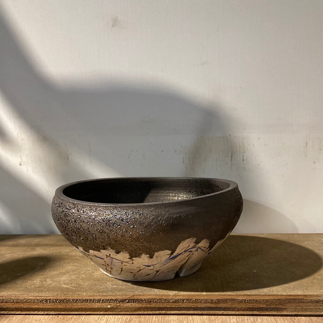 [ HIDEAKI NUMANO 沼野秀章 ] 笠間焼 植木鉢 刻ム音 (青) L Φ14.5cm No.2022122415