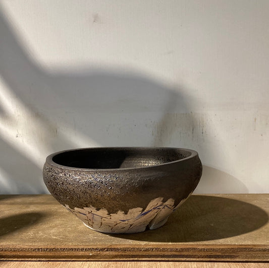 [ HIDEAKI NUMANO 沼野秀章 ] 笠間焼 植木鉢 刻ム音 (青) L Φ14.5cm No.2022122415