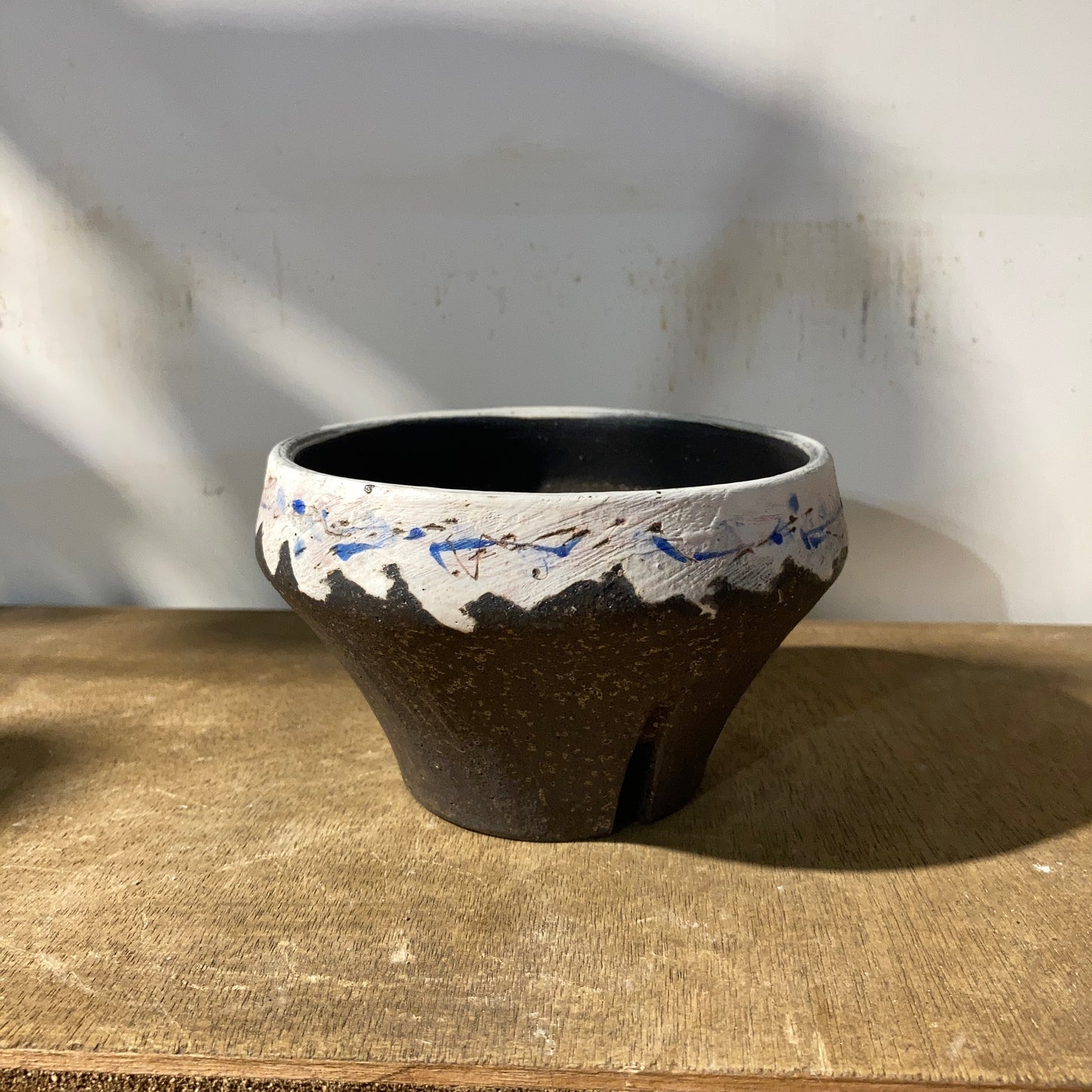 [ HIDEAKI NUMANO 沼野秀章 ] 笠間焼 植木鉢 刻ム音 (青) S Φ9.7cm No.2022122411