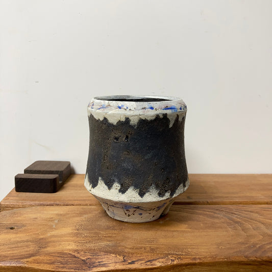 [ HIDEAKI NUMANO 沼野秀章 ] 笠間焼 植木鉢 刻ム音 (青) S TALL Φ7cm No.2022122405